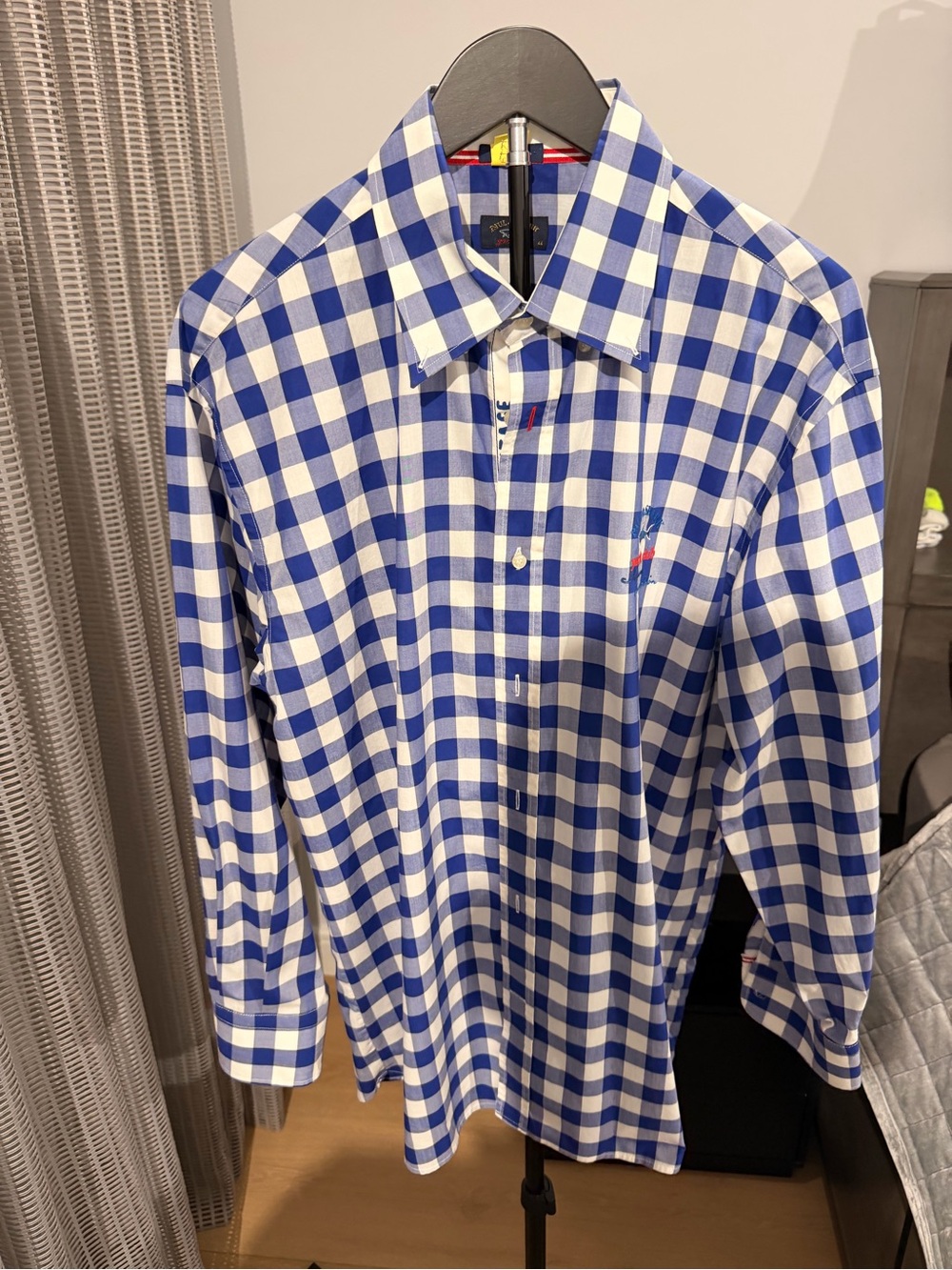 Paul & Shark Blue and White Gingham Button-Down Shirt